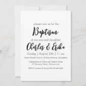 双子モダンの洗礼招待状 招待状 (裏面)