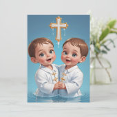 双子モダンの洗礼招待状 招待状 (スタンド正面)