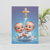 双子モダンの洗礼招待状 招待状 (スタンド正面)