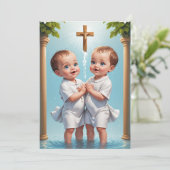 双子モダンの洗礼招待状 招待状 (スタンド正面)