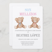 双子出産のお祝いベビーシャワーの招待状 招待状 (正面/裏面)