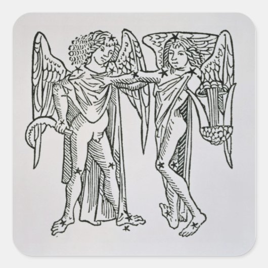 双子双子双子双子座からのイラストレーション スクエアシール (正面)