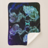 双子双子座〔占星術の〕十二宮図毛布 シェルパブランケット (正面)