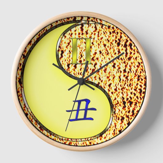 双子座と丙午 壁時計 (正面)