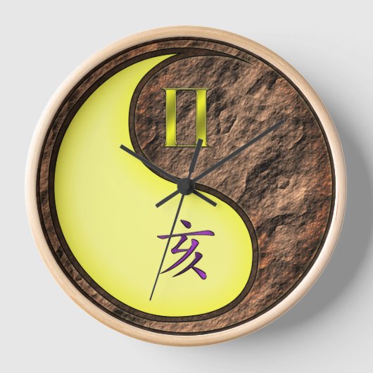 双子座と土のいのしし 壁時計 (正面)