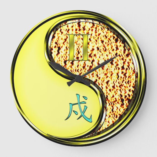 双子座と戌年 ラージ壁時計 (正面)