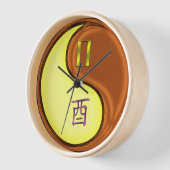 双子座と木の酉年 壁時計 (傾斜)