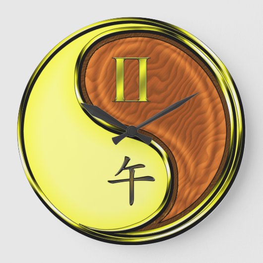 双子座と木馬 ラージ壁時計 (正面)