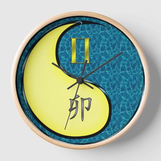 双子座と水の兎 壁時計 (正面)