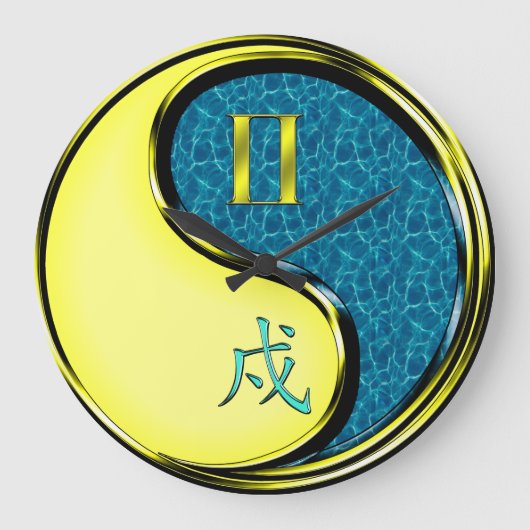 双子座と水の犬 ラージ壁時計 (正面)
