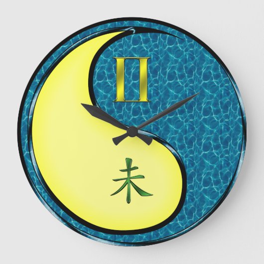 双子座と水の羊 ラージ壁時計 (正面)