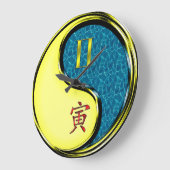 双子座と水の虎 ラージ壁時計 (傾斜)
