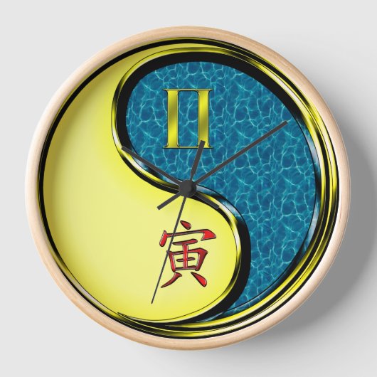 双子座と水の虎 壁時計 (正面)