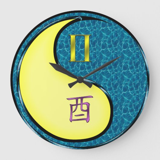 双子座と水の酉 ラージ壁時計 (正面)