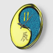 双子座と水の龍 ラージ壁時計 (傾斜)