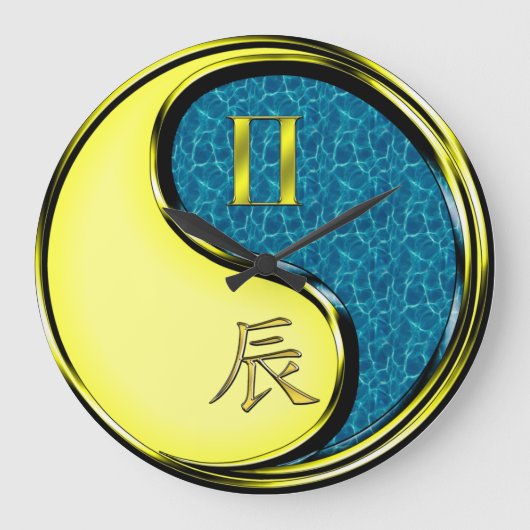 双子座と水の龍 ラージ壁時計 (正面)