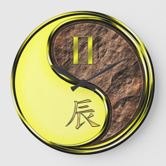双子座と辰年 ラージ壁時計 (正面)