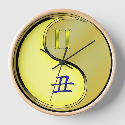 双子座と金属の丑年 壁時計 (正面)