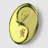双子座と金属の虎 ラージ壁時計 (傾斜)