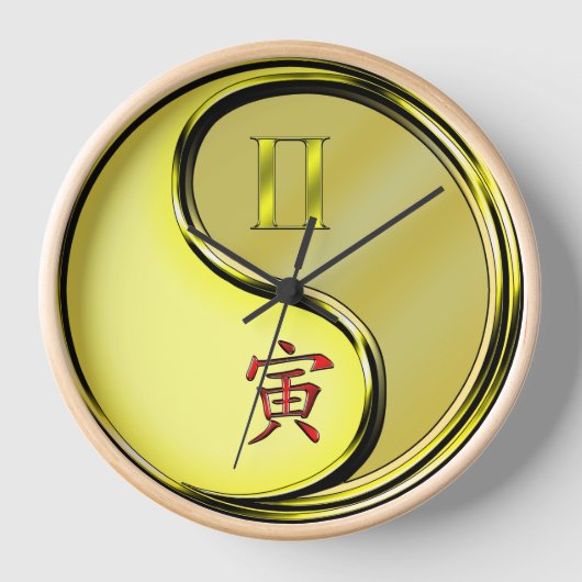 双子座と金属の虎 壁時計 (正面)