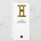 双子座のアレキサンドライト、アメシスト、明るい黄色と白 招待状 (裏面)