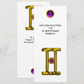 双子座のアレキサンドライト、アメシスト、明るい黄色と白 招待状 (正面/裏面)