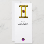 双子座のアレキサンドライト モノグラム、アメシスト ブライトイエロー 招待状 (裏面)