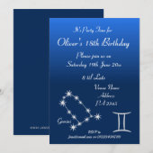 双子座のオーダーメイドギャラクシーパーティー招待状 招待状 (正面/裏面)