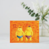 双子座のホロスコープ占星術の星のサイン ポストカード (スタンド正面)