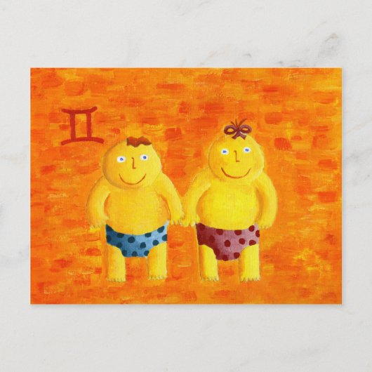 双子座のホロスコープ占星術の星のサイン ポストカード (正面)