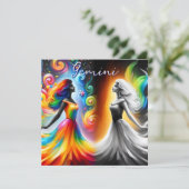 双子座の双子のカラーとモノクロのホロスコープ (スタンド正面)