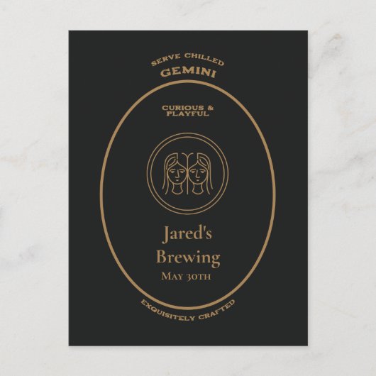 双子座の好奇心と遊び心あふれるパーソナル・アポテカリー・ラベル ポストカード (正面)