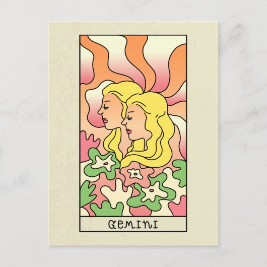 双子座の抽象的なアート ヴィンテージ ポストカード (正面)