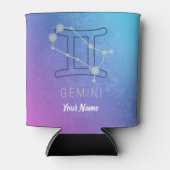 双子座の星占い水彩画ホロスコープ 缶クーラー (正面)