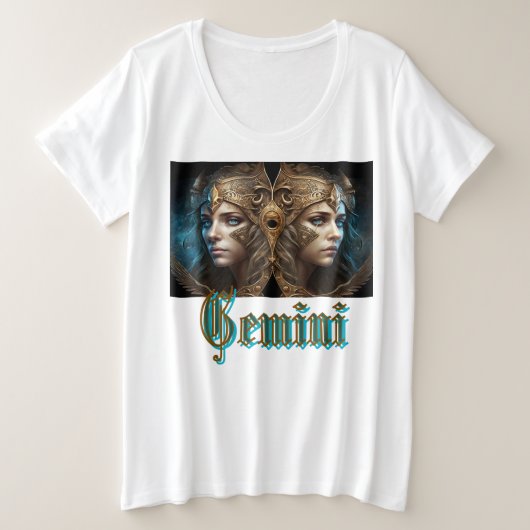 双子座の星座 プラスサイズTシャツ (デザイン正面)