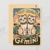 双子座の猫たち、お誕生日おめでとう！ ポストカード (正面/裏面)