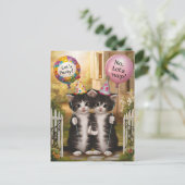 双子座の誕生日おもしろい猫たち ポストカード (スタンド正面)