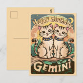 双子座の誕生日猫 ポストカード (正面/裏面)