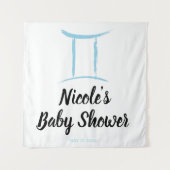 双子座ブルー占星術十二星座パーティーバックドロップ タペストリー (正面)