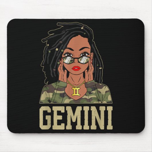 双子座ロックの髪 シ ブラック ウーマン カモ メラニン ガール マウスパッド (正面)