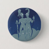 双子座 ツイン コンステレーション ヴィンテージ 占星術 缶バッジ (正面)