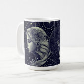 双子座 ブラックとゴールド コーヒーマグカップ (正面左)