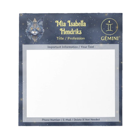 双子座 & ミステリアスな猫 - ノート (正面)