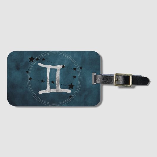 双子座〔占星術の〕十二宮図星座の星 ラゲッジタグ (正面横)