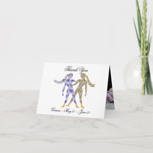 双子座 印象派スタイル＆ゴールドの感謝 サンキューカード (正面)