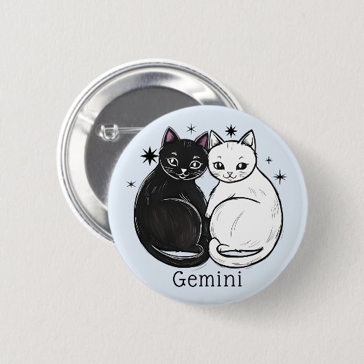 双子星に署名〔占星術の〕十二宮図星 缶バッジ (正面&裏面)