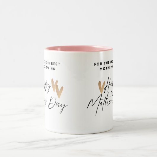 双子最高の母の日の世界の母 ツートーンマグカップ (中央)