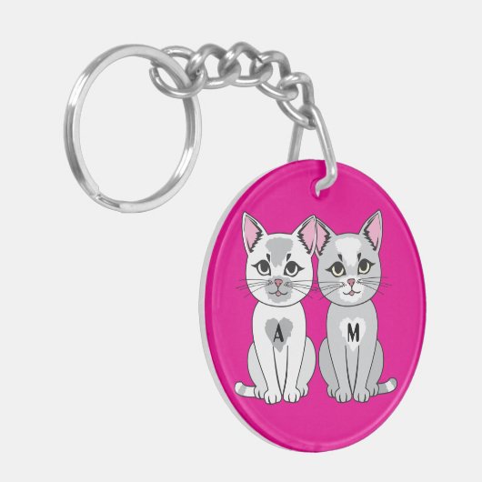 双子猫 キーホルダー (正面左)