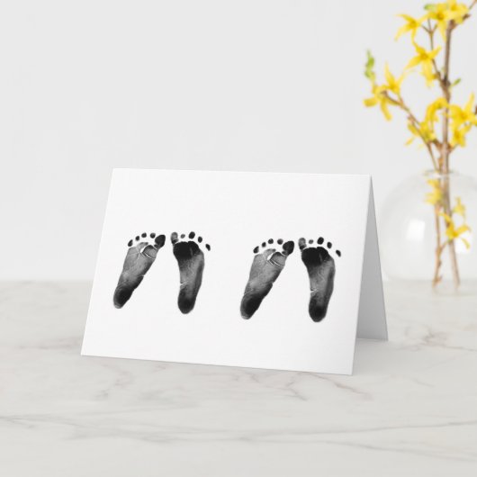 双子生まれたばかりのの足跡 カード (黄色い花)