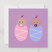 双子祝のベビーシャワーの誕生 招待状 (裏面)